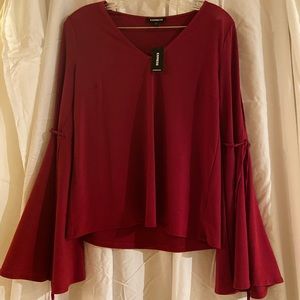 Red Bell Sleeve Top
